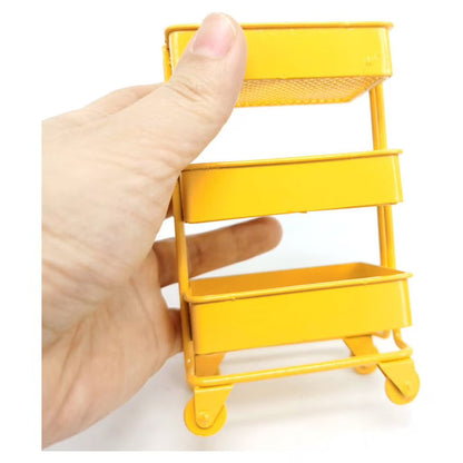 SDFGTstore 3 Tiers Mini Trolley Storage Rack Collection Accessories Miniature Storage Cart